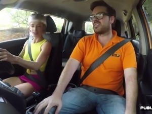 German driving instructor rides in public