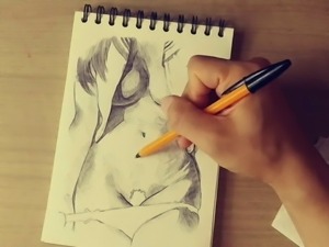 Beautiful female body drawing