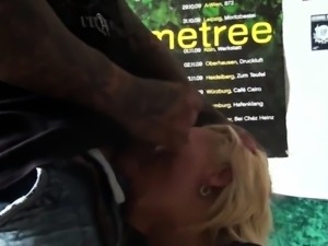 Tattooed cougar with big hooters gets fucked and facialized