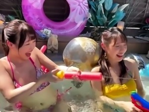 Sultry Japanese teens embark on a wild group sex adventure