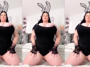 Voluptuous milf in lingerie sets her big tits free on webcam