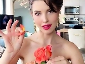 Alluring brunette in red panties exposes herself on webcam