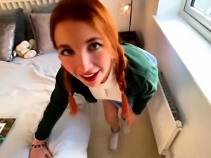 Sensual redhead teen needs a big hard cock plowing her pussy