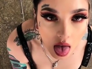 Tattooed babe sucks a POV cock and takes it deep doggystyle