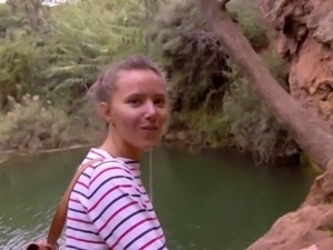 Russian blond teen pokes her own holes
