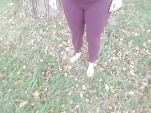 Quickie - Barefoot titslapping outdoors