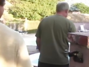 Gaping a blonde babe open has never been this much fun for these three guys