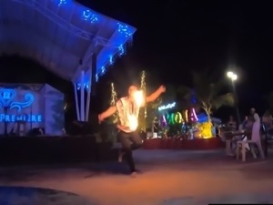 Fire show and hot sex back in the hotel
