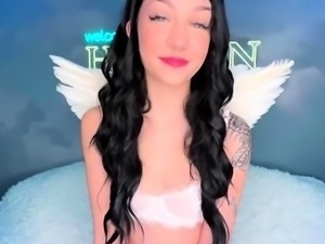 Angelic nympho eagerly sucking and fucking a huge cock