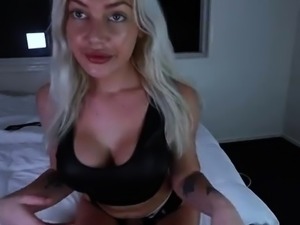 Masked slave pegged by buxom blonde mistress on webcam