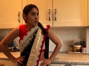 Indian mistress plays with herself and gives sensual handjob