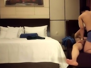 Luscious Japanese lovers having wild sex in hotel room