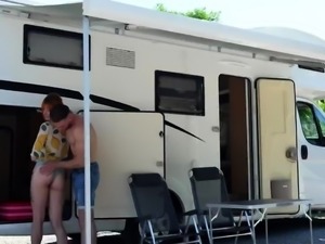 Skinny and slutty redhead enjoys hardcore sex outdoors