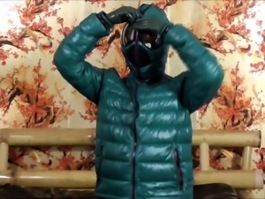 Latex slut solo anal masturbation