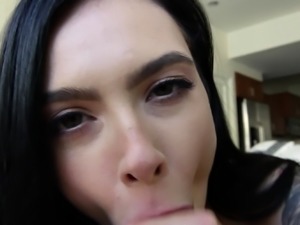 Horny brunette tight teen ass hole for hardcore hammering
