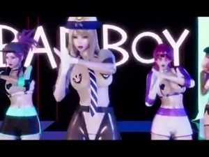 Hot and busty League of Legends babes are dancing streaptease in this 3d video