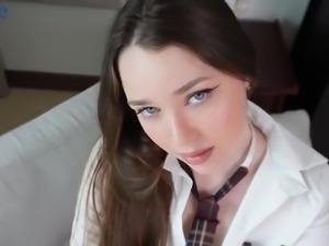 Gorgeous schoolgirl given a rough fuck for misbehaviour by stepbro