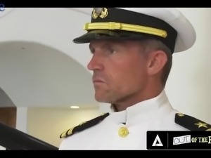 Hot ebony beauty turns on her army stepdad and enjoys his big cock