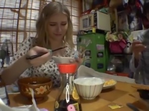SEX with a beautiful blonde woman in the room of a man living alone: Blowjob,...