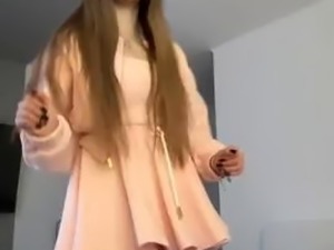 Adrianna Savu in fishnets and high-heeled slippers unwraps to blow-job